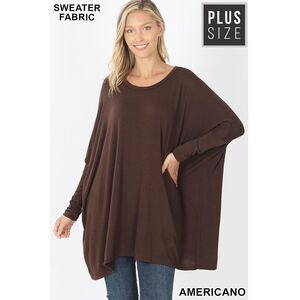 World of Leggings Oversized Round Neck Poncho Plus Size Sweater